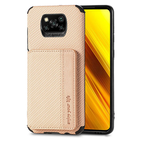 Coque Ultra Fine Silicone Souple Housse Etui avec Aimante Magnetique S01D pour Xiaomi Poco X3 NFC Or