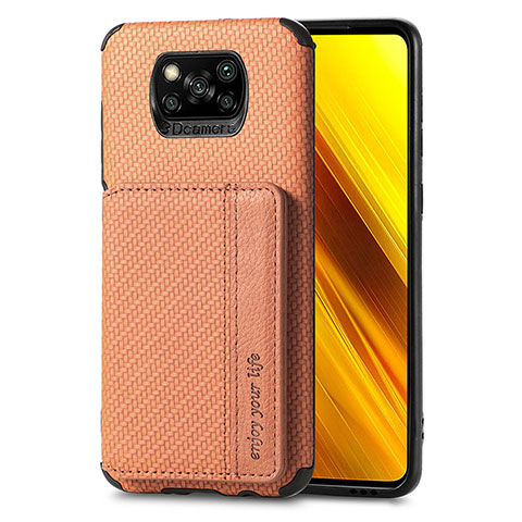 Coque Ultra Fine Silicone Souple Housse Etui avec Aimante Magnetique S01D pour Xiaomi Poco X3 Pro Marron