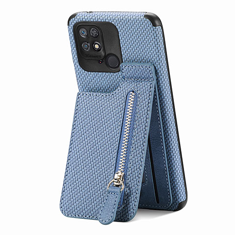 Coque Ultra Fine Silicone Souple Housse Etui avec Aimante Magnetique S01D pour Xiaomi Redmi 10 India Bleu