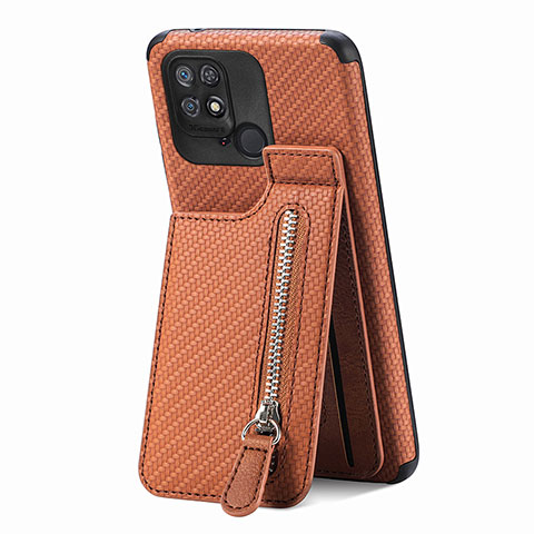 Coque Ultra Fine Silicone Souple Housse Etui avec Aimante Magnetique S01D pour Xiaomi Redmi 10C 4G Marron