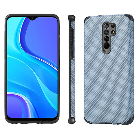 Coque Ultra Fine Silicone Souple Housse Etui avec Aimante Magnetique S01D pour Xiaomi Redmi 9 Bleu