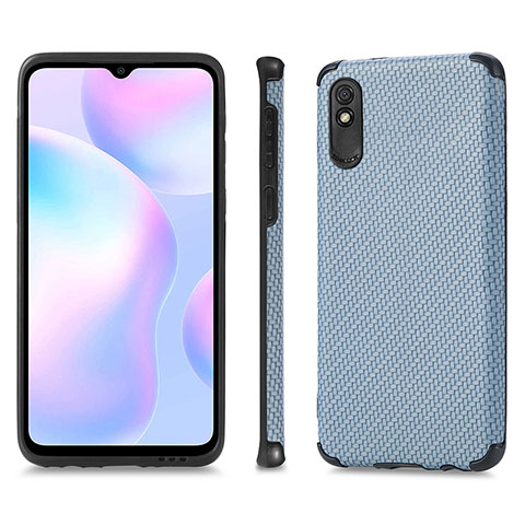 Coque Ultra Fine Silicone Souple Housse Etui avec Aimante Magnetique S01D pour Xiaomi Redmi 9A Bleu