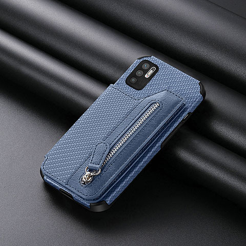 Coque Ultra Fine Silicone Souple Housse Etui avec Aimante Magnetique S01D pour Xiaomi Redmi Note 10 5G Bleu