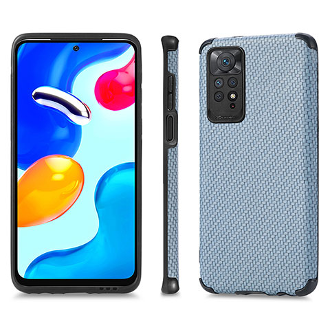 Coque Ultra Fine Silicone Souple Housse Etui avec Aimante Magnetique S01D pour Xiaomi Redmi Note 11 4G (2022) Bleu