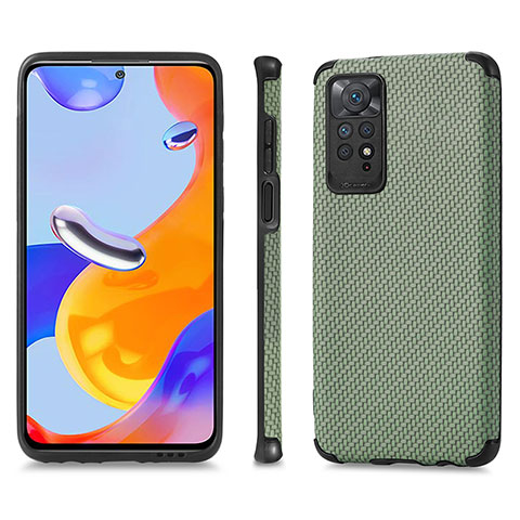 Coque Ultra Fine Silicone Souple Housse Etui avec Aimante Magnetique S01D pour Xiaomi Redmi Note 11 Pro 4G Vert