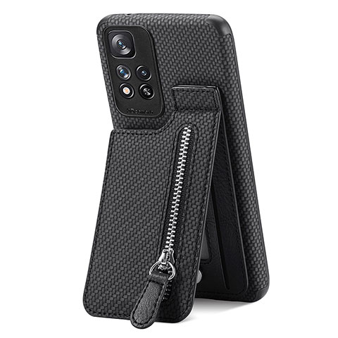 Coque Ultra Fine Silicone Souple Housse Etui avec Aimante Magnetique S01D pour Xiaomi Redmi Note 11 Pro+ Plus 5G Noir