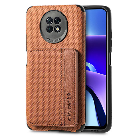 Coque Ultra Fine Silicone Souple Housse Etui avec Aimante Magnetique S01D pour Xiaomi Redmi Note 9 5G Marron