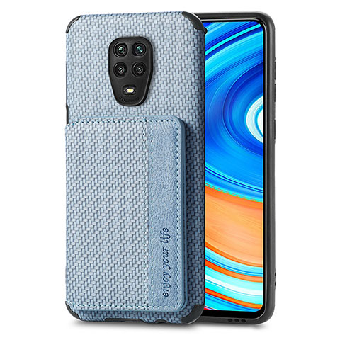 Coque Ultra Fine Silicone Souple Housse Etui avec Aimante Magnetique S01D pour Xiaomi Redmi Note 9 Pro Bleu