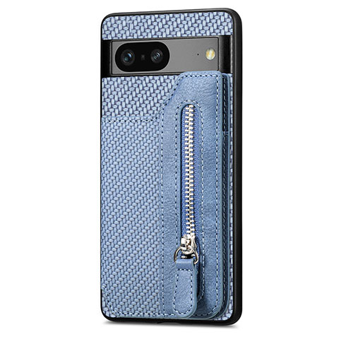 Coque Ultra Fine Silicone Souple Housse Etui avec Aimante Magnetique S02D pour Google Pixel 7a 5G Bleu