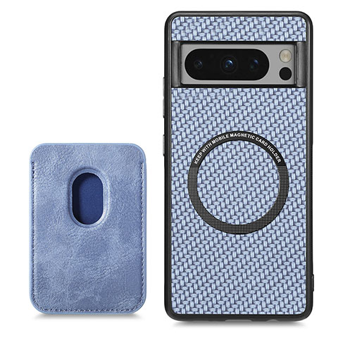 Coque Ultra Fine Silicone Souple Housse Etui avec Aimante Magnetique S02D pour Google Pixel 8 Pro 5G Bleu