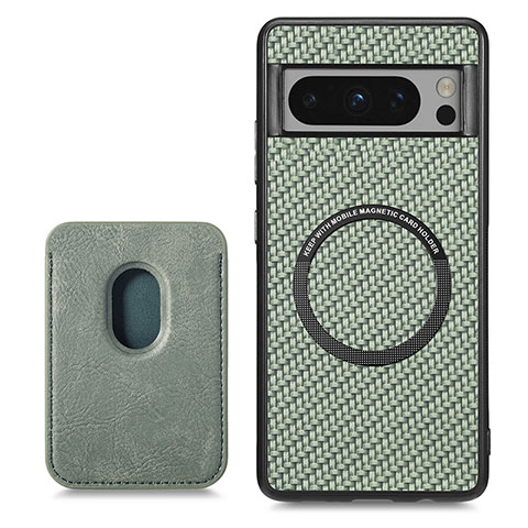 Coque Ultra Fine Silicone Souple Housse Etui avec Aimante Magnetique S02D pour Google Pixel 8 Pro 5G Vert