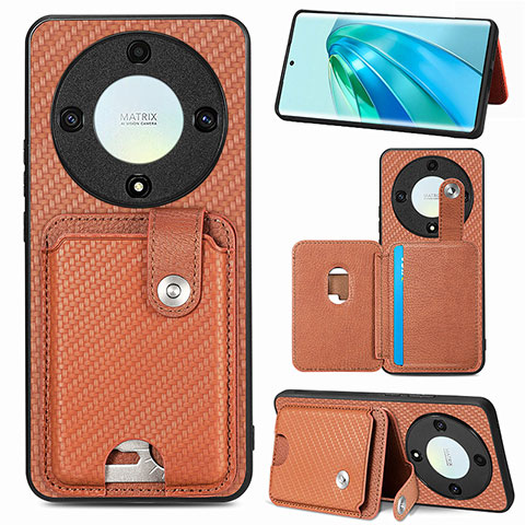 Coque Ultra Fine Silicone Souple Housse Etui avec Aimante Magnetique S02D pour Huawei Honor Magic5 Lite 5G Marron