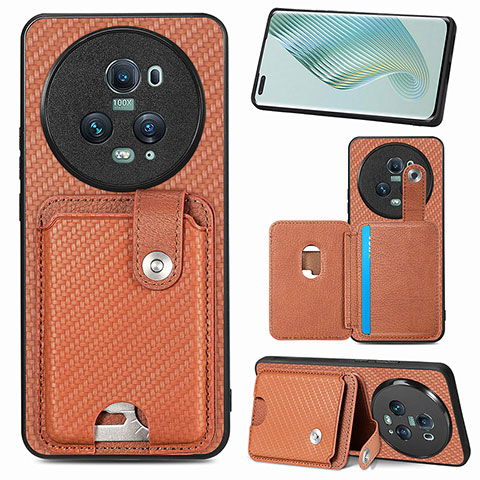 Coque Ultra Fine Silicone Souple Housse Etui avec Aimante Magnetique S02D pour Huawei Honor Magic5 Pro 5G Marron