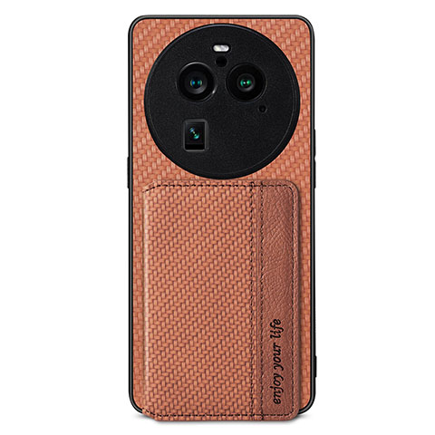 Coque Ultra Fine Silicone Souple Housse Etui avec Aimante Magnetique S02D pour Oppo Find X6 5G Marron