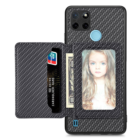 Coque Ultra Fine Silicone Souple Housse Etui avec Aimante Magnetique S02D pour Realme C21Y Noir