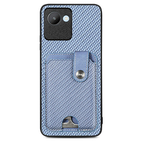 Coque Ultra Fine Silicone Souple Housse Etui avec Aimante Magnetique S02D pour Realme C30 Bleu