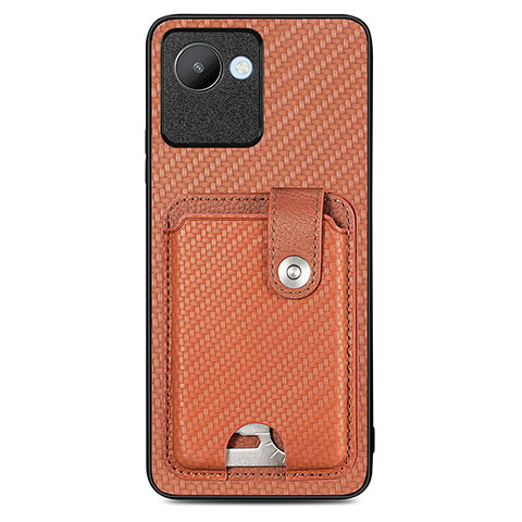 Coque Ultra Fine Silicone Souple Housse Etui avec Aimante Magnetique S02D pour Realme Narzo 50i Prime Marron