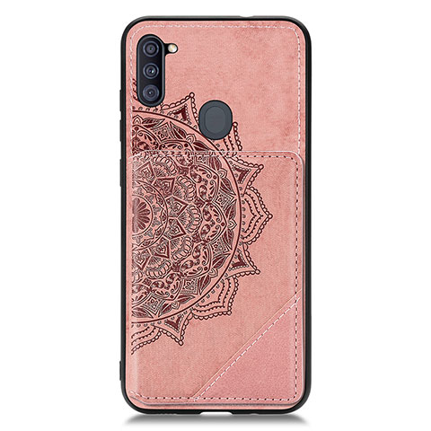 Coque Ultra Fine Silicone Souple Housse Etui avec Aimante Magnetique S02D pour Samsung Galaxy A11 Or Rose