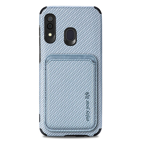 Coque Ultra Fine Silicone Souple Housse Etui avec Aimante Magnetique S02D pour Samsung Galaxy A20 Bleu