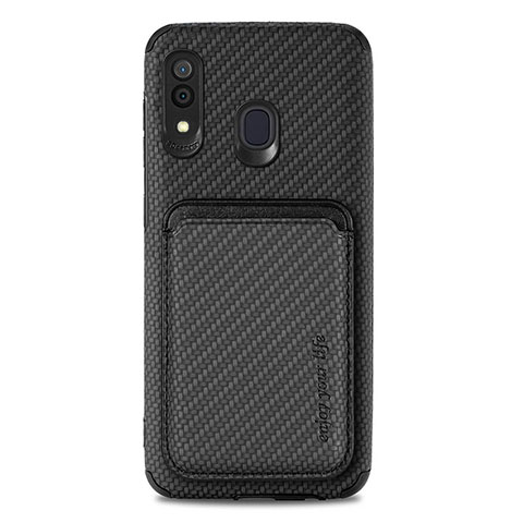 Coque Ultra Fine Silicone Souple Housse Etui avec Aimante Magnetique S02D pour Samsung Galaxy A20 Noir