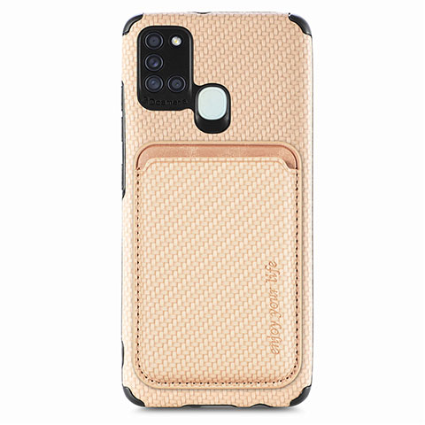 Coque Ultra Fine Silicone Souple Housse Etui avec Aimante Magnetique S02D pour Samsung Galaxy A21s Or