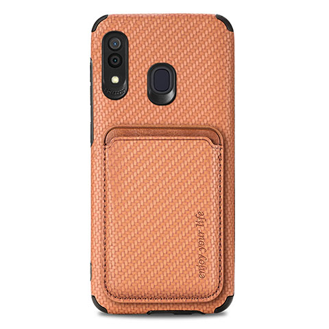 Coque Ultra Fine Silicone Souple Housse Etui avec Aimante Magnetique S02D pour Samsung Galaxy A30 Marron