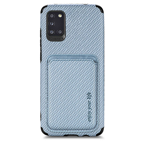 Coque Ultra Fine Silicone Souple Housse Etui avec Aimante Magnetique S02D pour Samsung Galaxy A31 Bleu