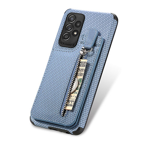 Coque Ultra Fine Silicone Souple Housse Etui avec Aimante Magnetique S02D pour Samsung Galaxy A72 5G Bleu