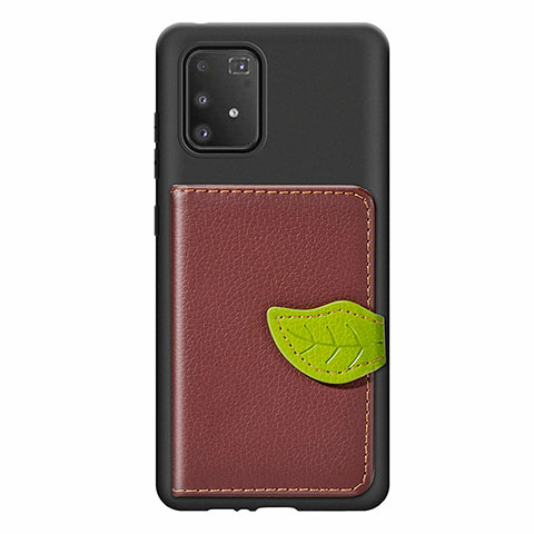 Coque Ultra Fine Silicone Souple Housse Etui avec Aimante Magnetique S02D pour Samsung Galaxy A91 Marron