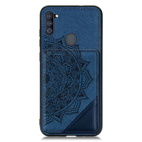 Coque Ultra Fine Silicone Souple Housse Etui avec Aimante Magnetique S02D pour Samsung Galaxy M11 Bleu