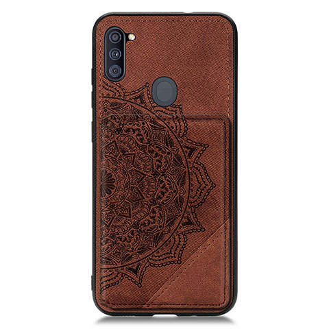 Coque Ultra Fine Silicone Souple Housse Etui avec Aimante Magnetique S02D pour Samsung Galaxy M11 Marron