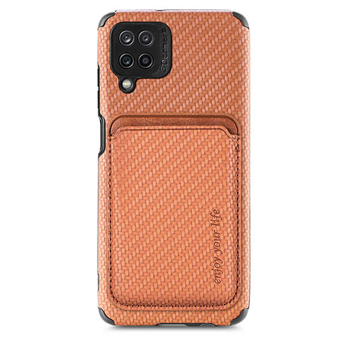 Coque Ultra Fine Silicone Souple Housse Etui avec Aimante Magnetique S02D pour Samsung Galaxy M12 Marron