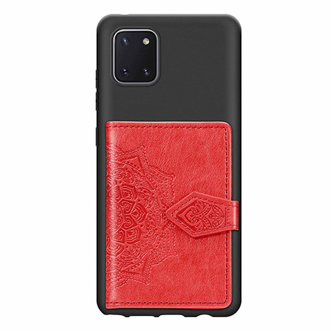 Coque Ultra Fine Silicone Souple Housse Etui avec Aimante Magnetique S02D pour Samsung Galaxy Note 10 Lite Rouge