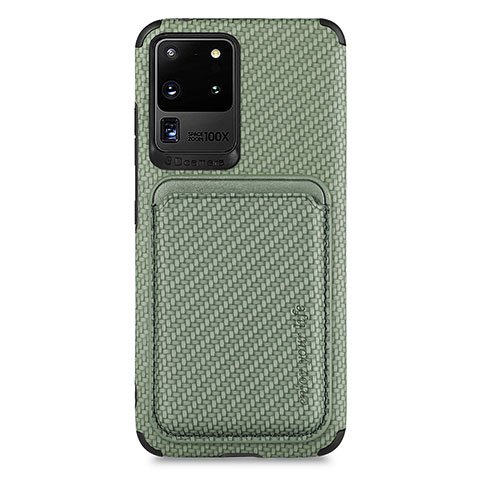 Coque Ultra Fine Silicone Souple Housse Etui avec Aimante Magnetique S02D pour Samsung Galaxy S20 Ultra 5G Vert