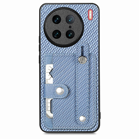 Coque Ultra Fine Silicone Souple Housse Etui avec Aimante Magnetique S02D pour Vivo X90 Pro 5G Bleu