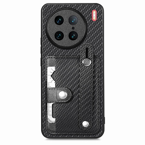 Coque Ultra Fine Silicone Souple Housse Etui avec Aimante Magnetique S02D pour Vivo X90 Pro 5G Noir