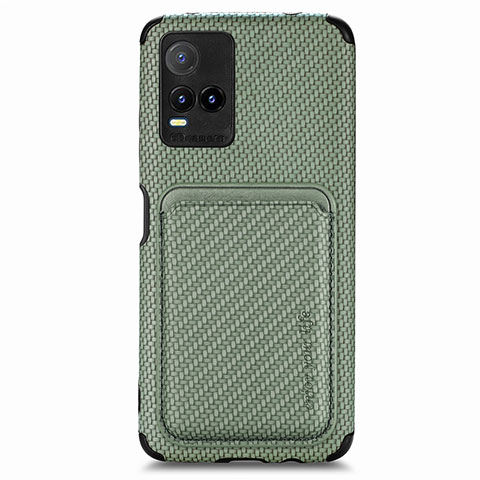 Coque Ultra Fine Silicone Souple Housse Etui avec Aimante Magnetique S02D pour Vivo Y21 Vert