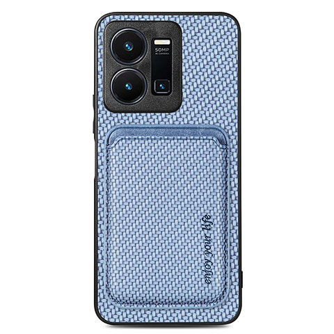 Coque Ultra Fine Silicone Souple Housse Etui avec Aimante Magnetique S02D pour Vivo Y35 4G Bleu