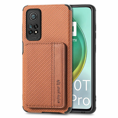 Coque Ultra Fine Silicone Souple Housse Etui avec Aimante Magnetique S02D pour Xiaomi Mi 10T 5G Marron