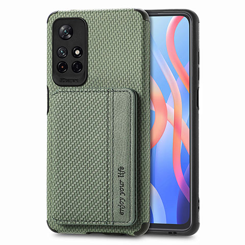 Coque Ultra Fine Silicone Souple Housse Etui avec Aimante Magnetique S02D pour Xiaomi Poco M4 Pro 5G Vert