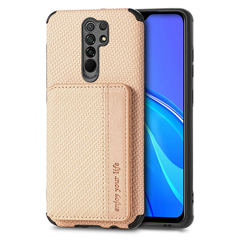 Coque Ultra Fine Silicone Souple Housse Etui avec Aimante Magnetique S02D pour Xiaomi Redmi 9 Prime India Or