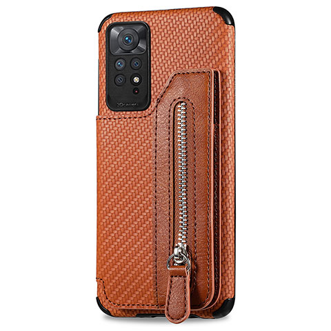 Coque Ultra Fine Silicone Souple Housse Etui avec Aimante Magnetique S02D pour Xiaomi Redmi Note 11 4G (2022) Marron