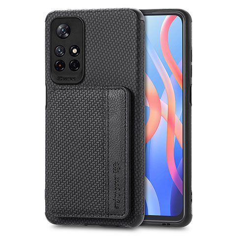 Coque Ultra Fine Silicone Souple Housse Etui avec Aimante Magnetique S02D pour Xiaomi Redmi Note 11 5G Noir