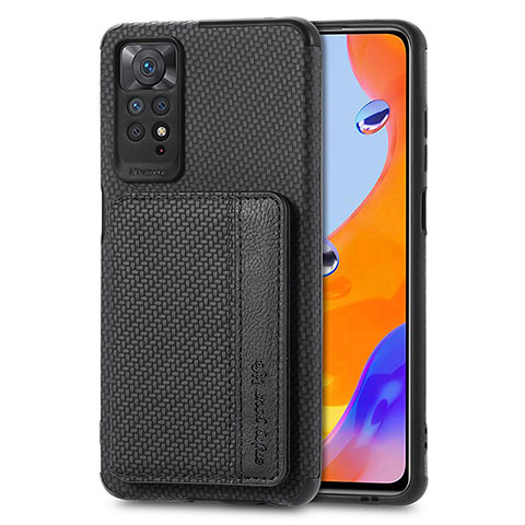 Coque Ultra Fine Silicone Souple Housse Etui avec Aimante Magnetique S02D pour Xiaomi Redmi Note 11 Pro 4G Noir