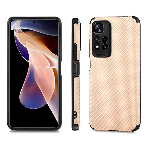 Coque Ultra Fine Silicone Souple Housse Etui avec Aimante Magnetique S02D pour Xiaomi Redmi Note 11 Pro+ Plus 5G Or