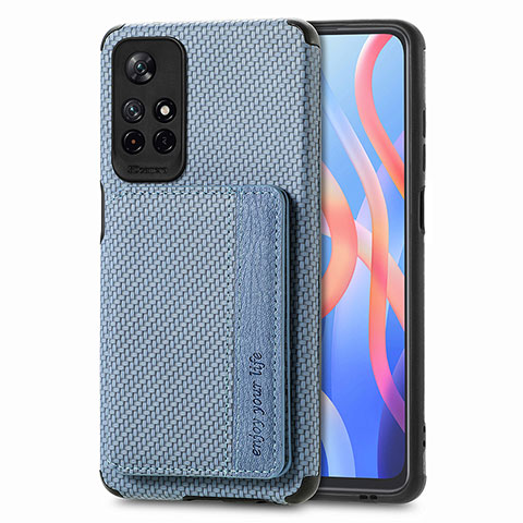 Coque Ultra Fine Silicone Souple Housse Etui avec Aimante Magnetique S02D pour Xiaomi Redmi Note 11T 5G Bleu