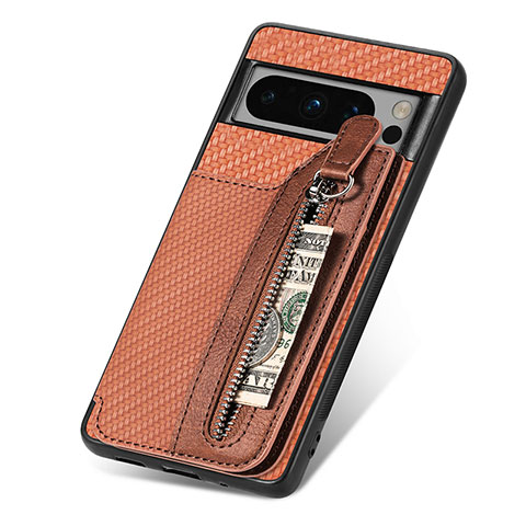 Coque Ultra Fine Silicone Souple Housse Etui avec Aimante Magnetique S03D pour Google Pixel 8 Pro 5G Marron