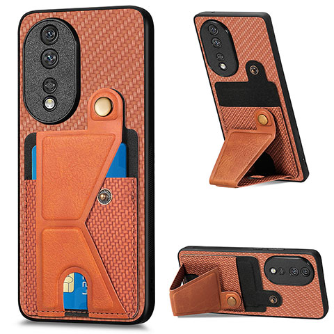 Coque Ultra Fine Silicone Souple Housse Etui avec Aimante Magnetique S03D pour Huawei Honor 80 5G Marron