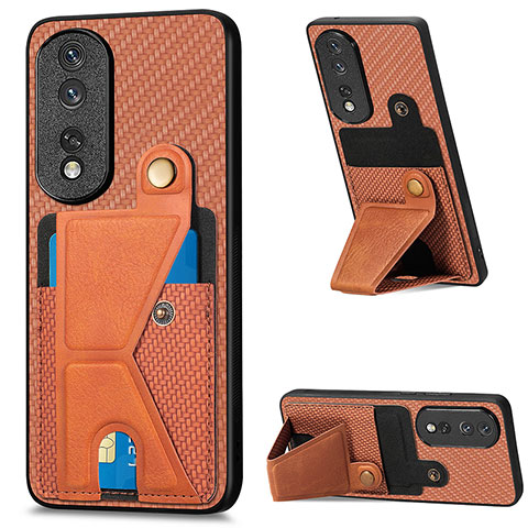 Coque Ultra Fine Silicone Souple Housse Etui avec Aimante Magnetique S03D pour Huawei Honor 80 Pro 5G Marron