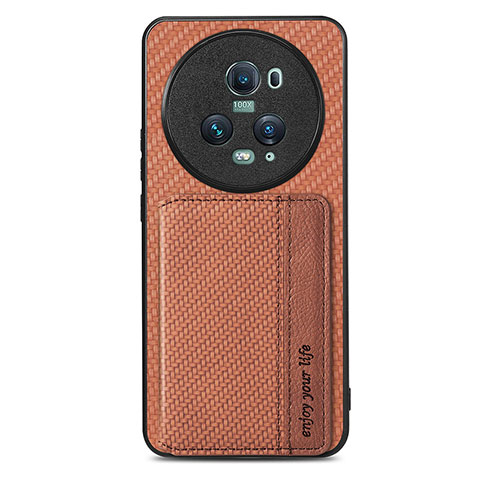 Coque Ultra Fine Silicone Souple Housse Etui avec Aimante Magnetique S03D pour Huawei Honor Magic5 Pro 5G Marron